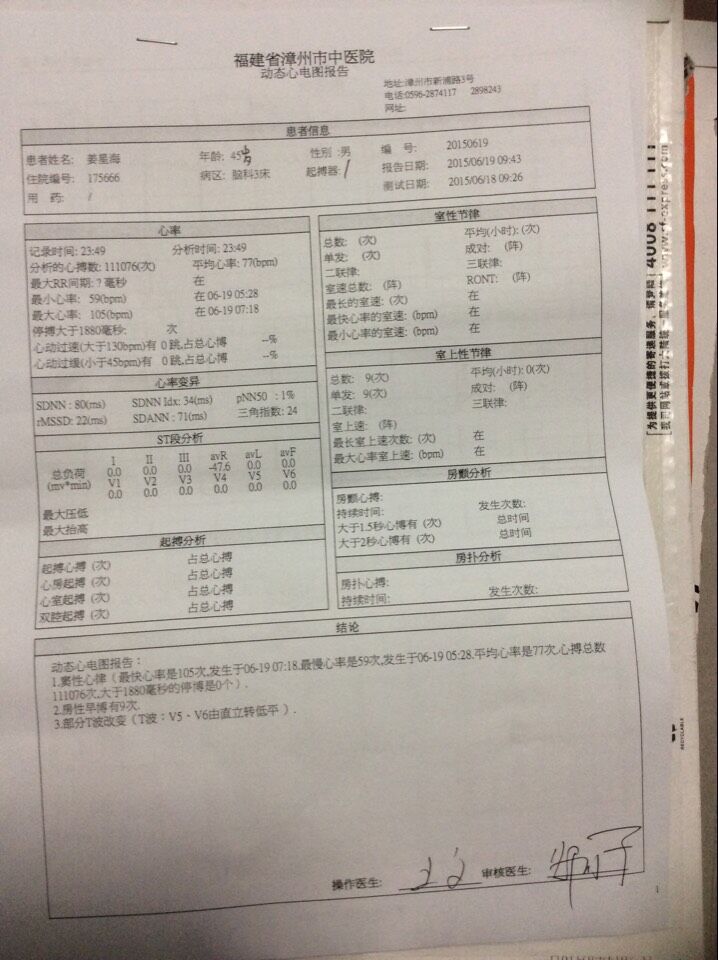 头脑空白后,检查了核磁共振,心脏彩超,24小时心电图,运动平