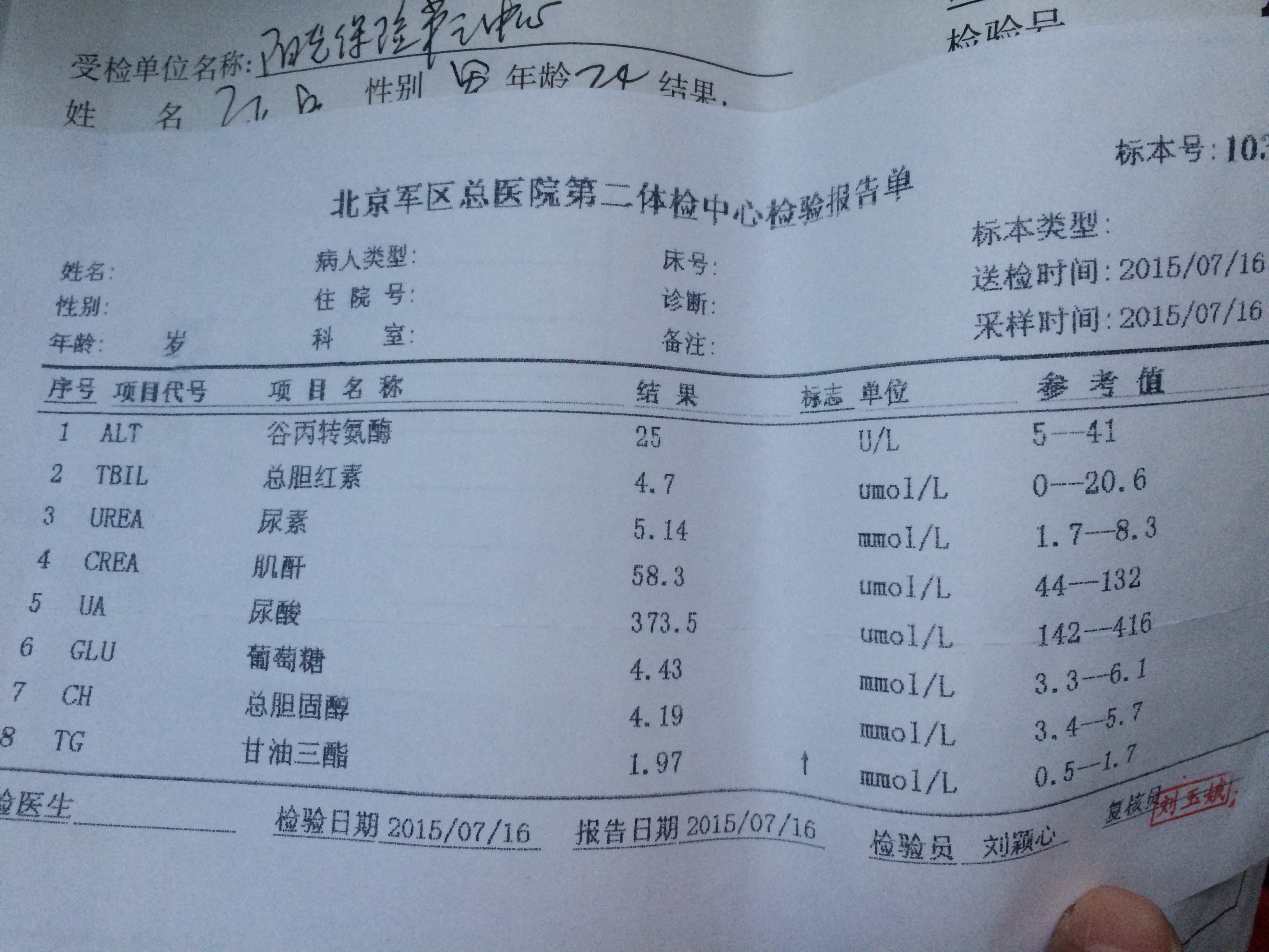 平時(shí)很少鍛煉，吃肉也比較多，照片的前幾張是體檢出來的，有點(diǎn)擔(dān)