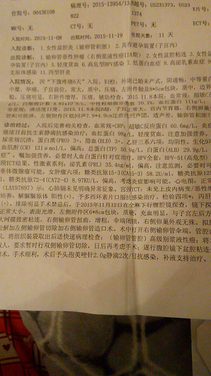 你好醫(yī)生。我經(jīng)過檢查出來結(jié)果的了輸卵管癌中期。兩邊輸卵管已經(jīng)