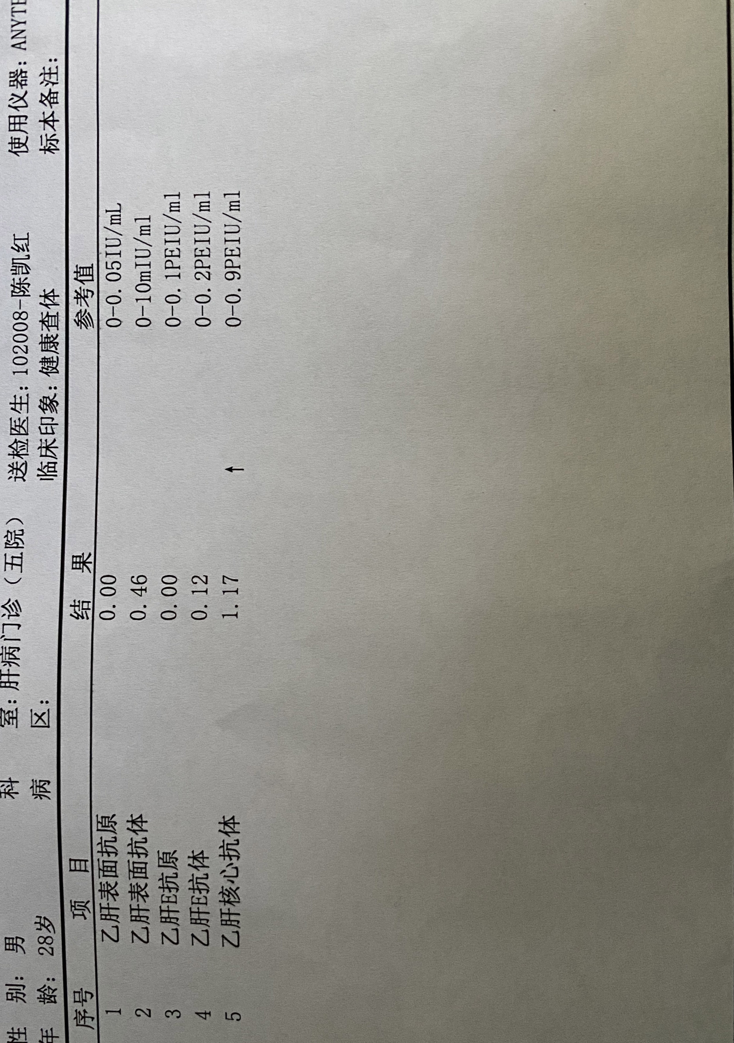 入职体检乙肝五项定量查出15项阳性过几天去传染病医院复查