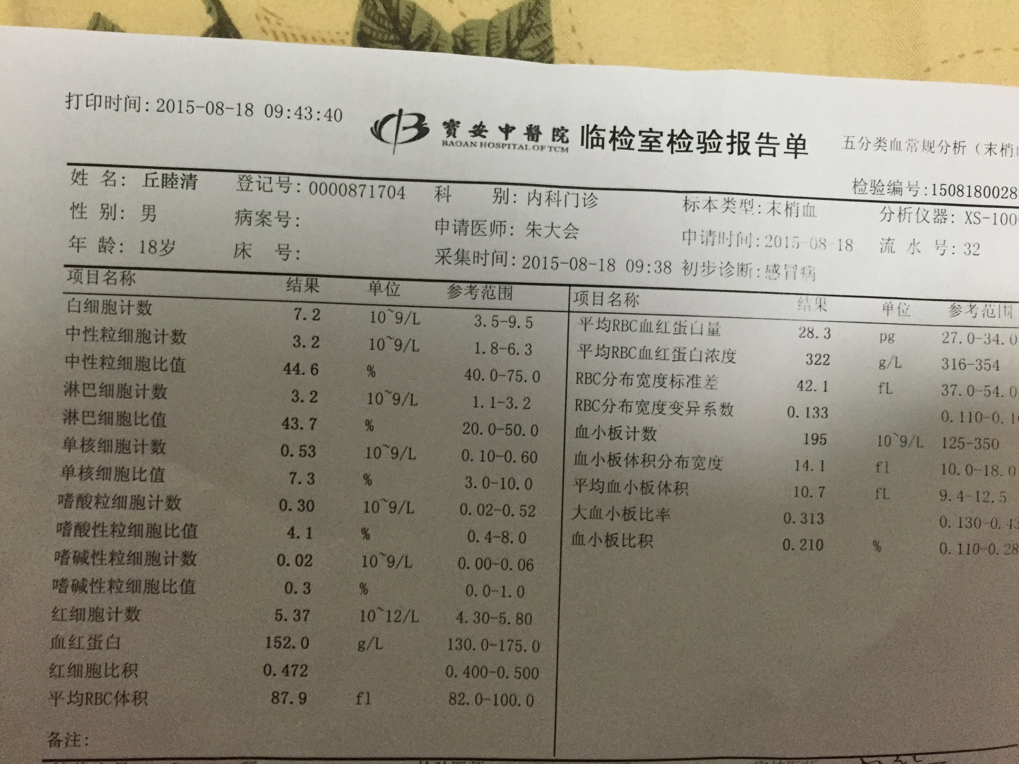 7月23号晚发高烧39度吃了退烧药睡了一觉第二天没事了伴有咳